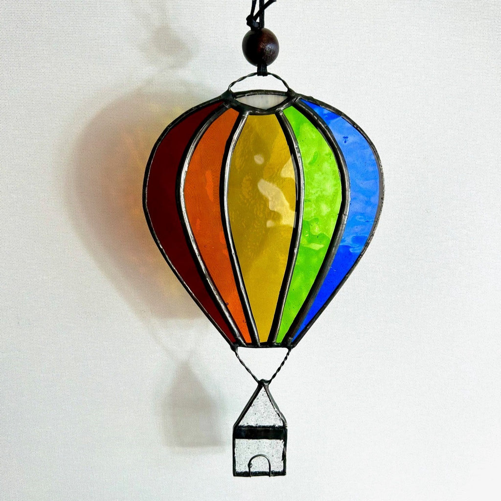 Handmade Glass Suncatcher - Hot Air Balloon with House (small)