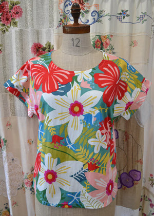 Women's Handmade Shell Top- Hibiscus ** ON SALE **