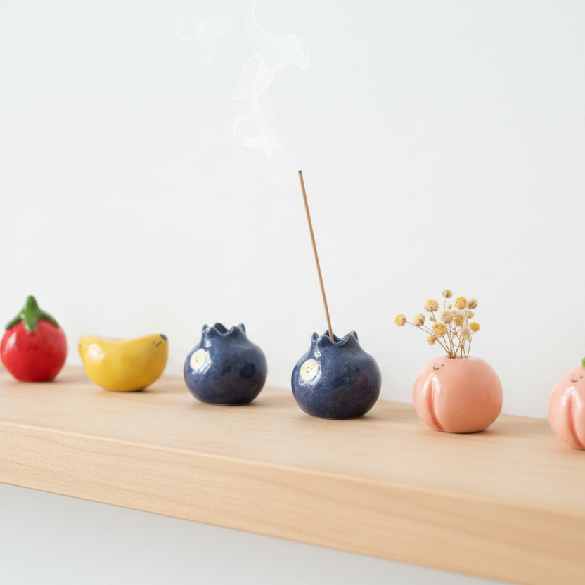 Ceramic Mini Vase Incense Holder - Tomato