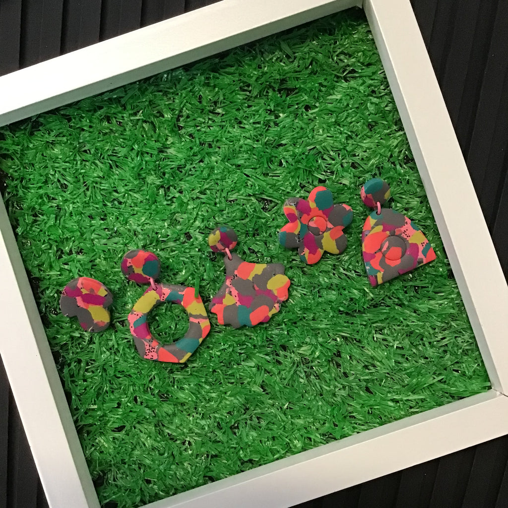 Polymer Clay Handmade Earrings - Multicolour Abstract