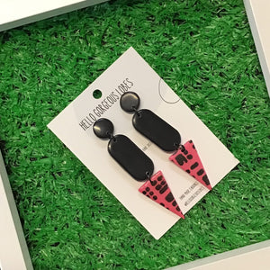 Polymer Clay Handmade Earrings - Guava/Black Patterned
