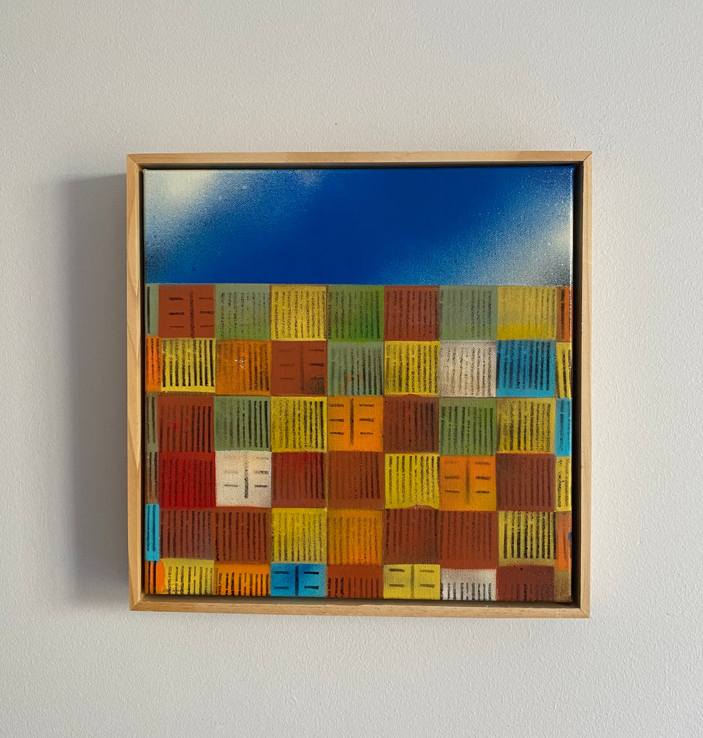 Spray paint on Canvas Original Artwork - Containers (small square)