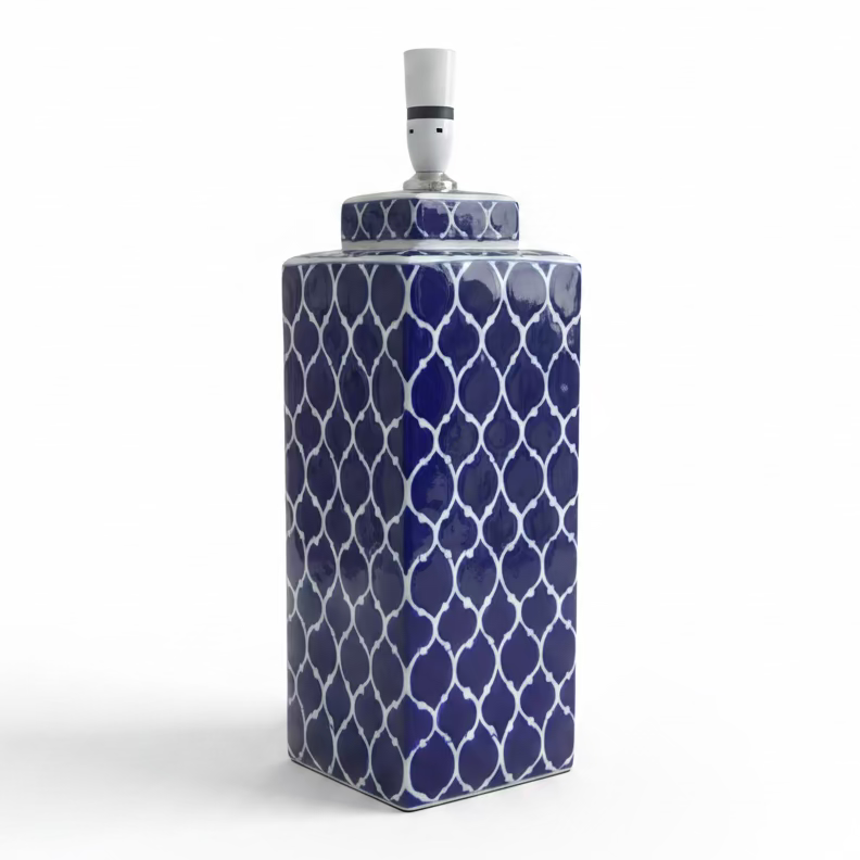 Lamp Base Only - Cobalt Blue Moroccan Ceramic Table Lamp