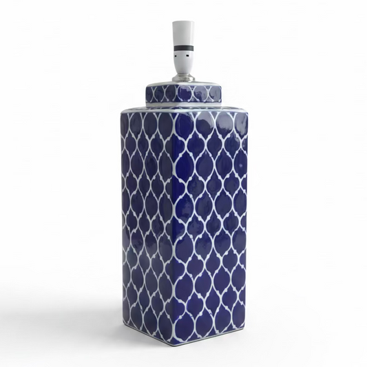 Lamp Base Only - Cobalt Blue Moroccan Ceramic Table Lamp