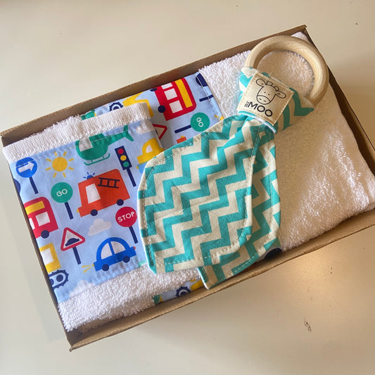 Gift Box - Towel, Wash Cloth & Bamboo Teether