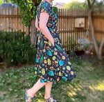 Women’s Handmade Fitted Dress with Pockets -  Camping / LARGE