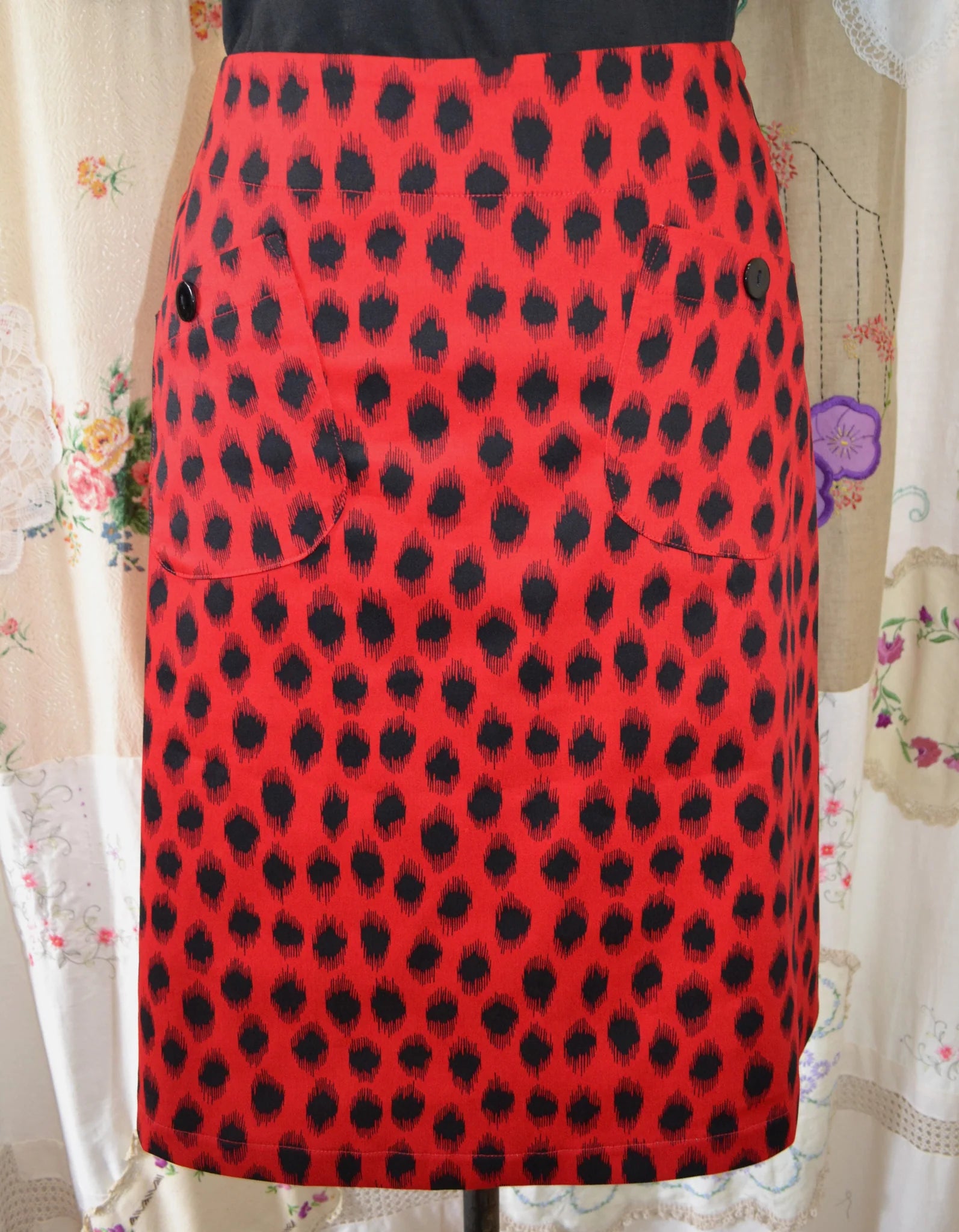 Women's Handmade Pocket Skirt - Ladybird
