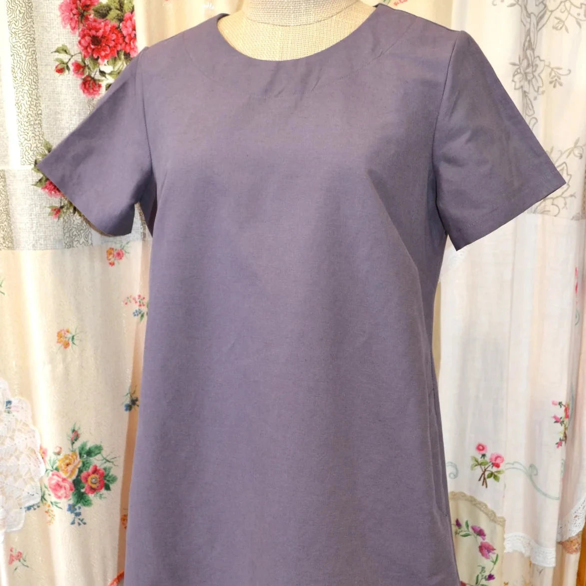 Women's Handmade Lantern Dress - Amethyst Linen blend **ON SALE**