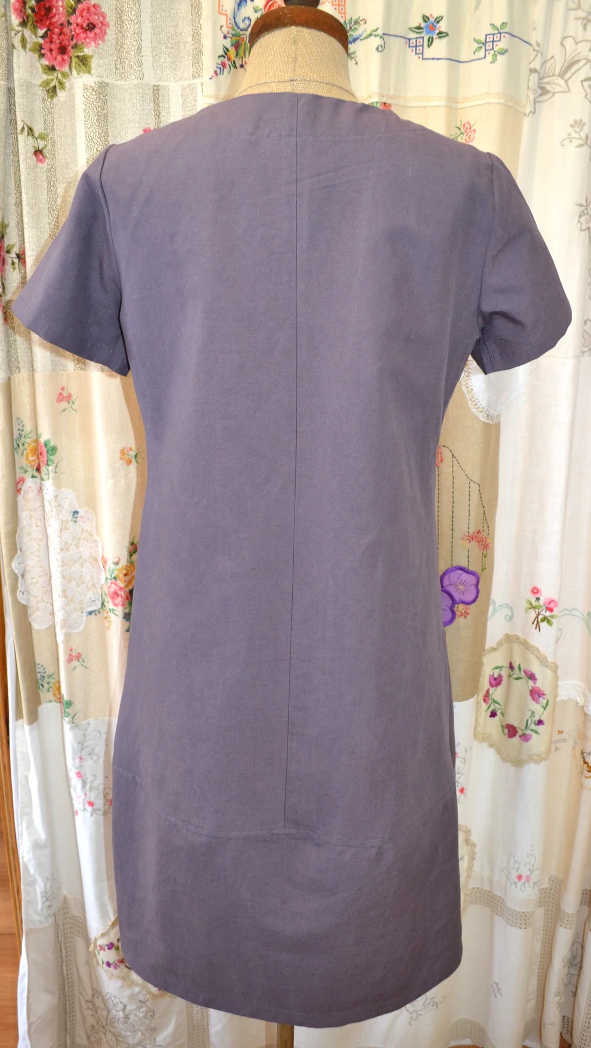 Women's Handmade Lantern Dress - Amethyst Linen blend **ON SALE**