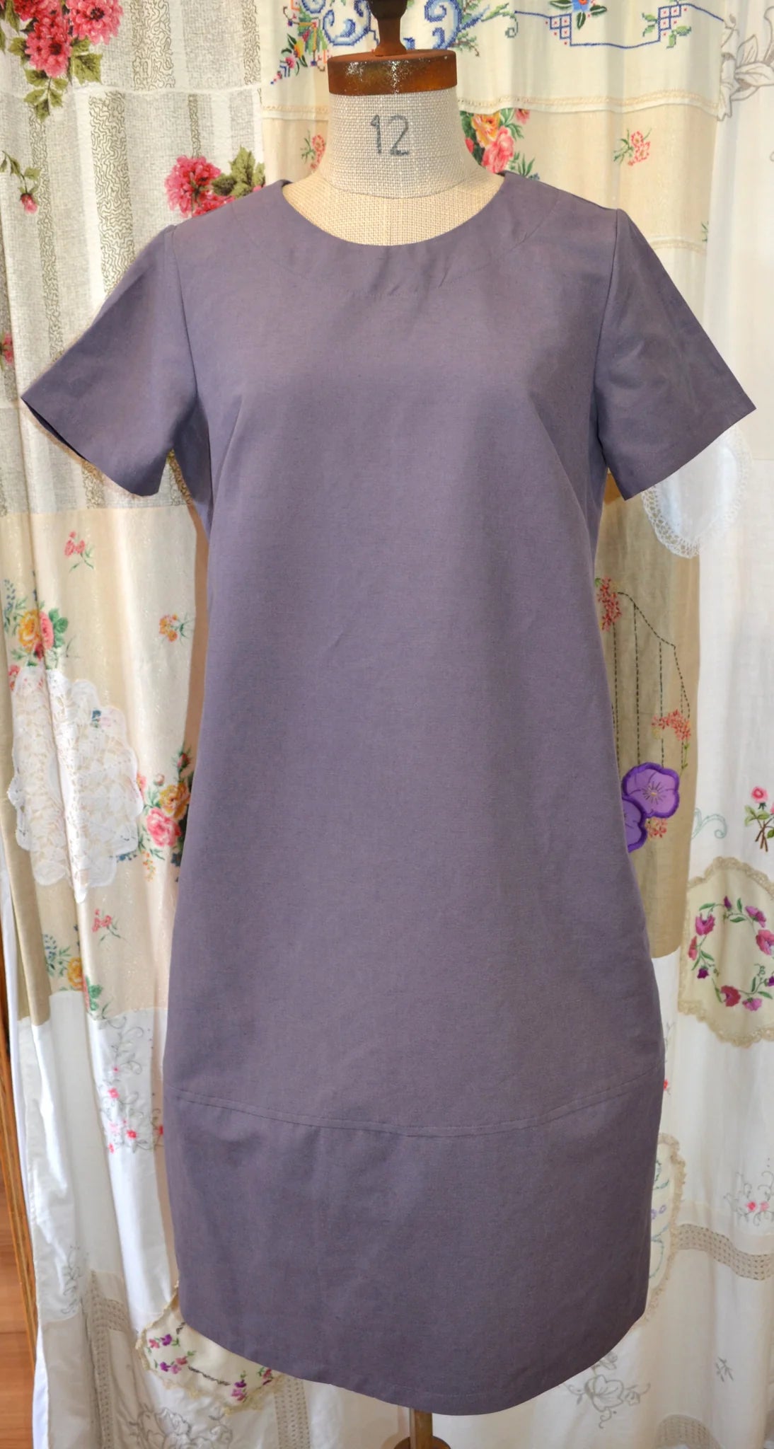 Women's Handmade Lantern Dress - Amethyst Linen blend **ON SALE**