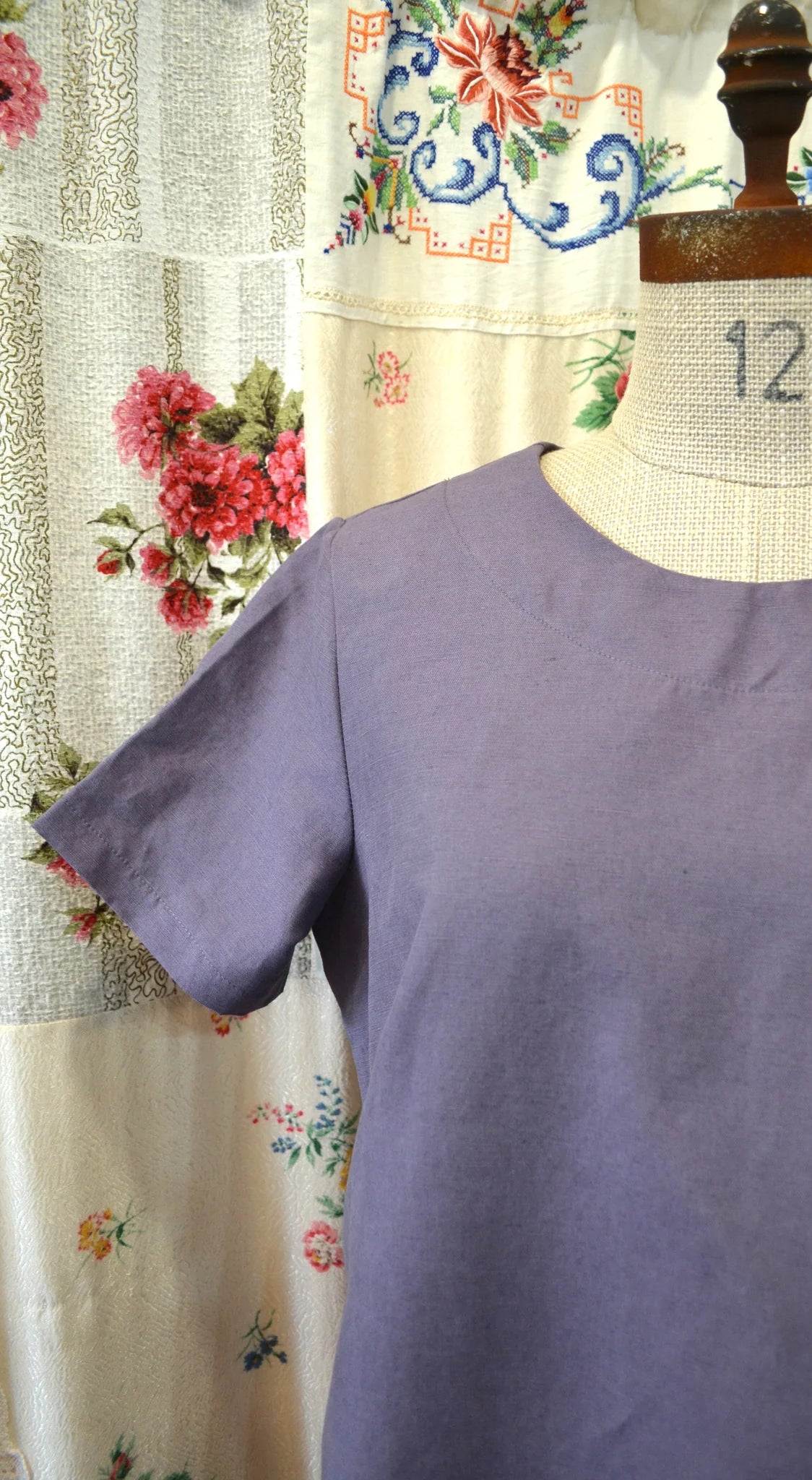 Women's Handmade Lantern Dress - Amethyst Linen blend **ON SALE**