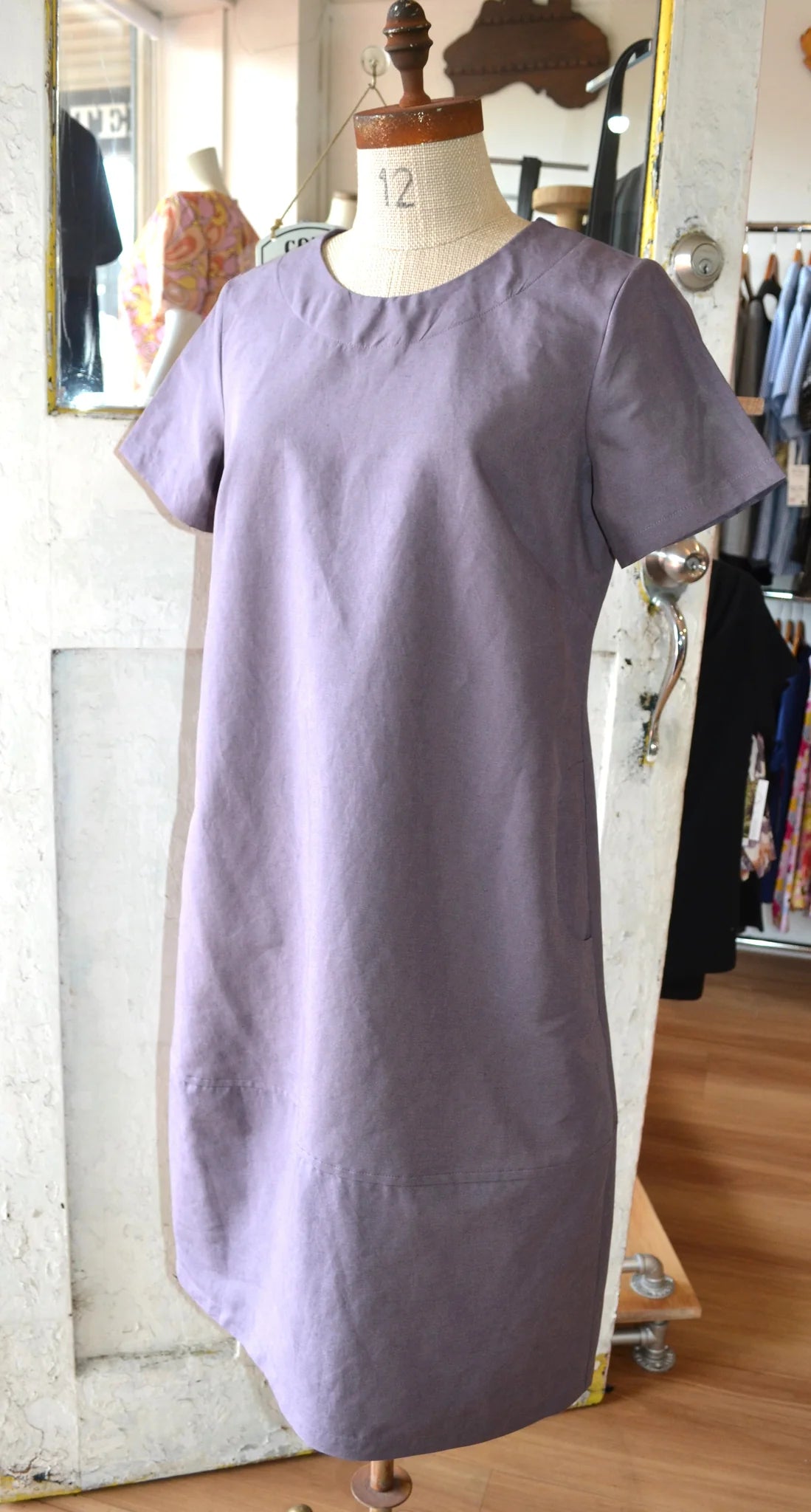 Women's Handmade Lantern Dress - Amethyst Linen blend **ON SALE**
