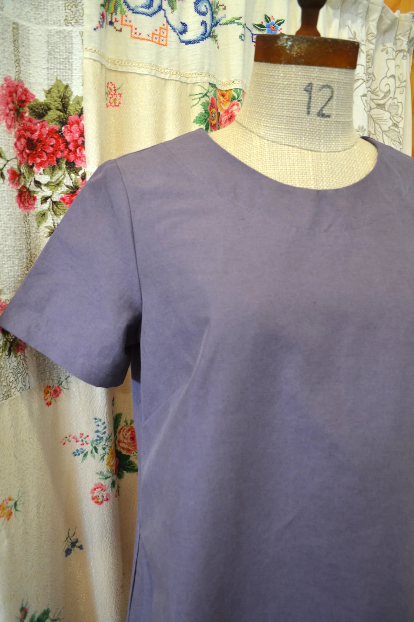 Women's Handmade Lantern Dress - Amethyst Linen blend **ON SALE**