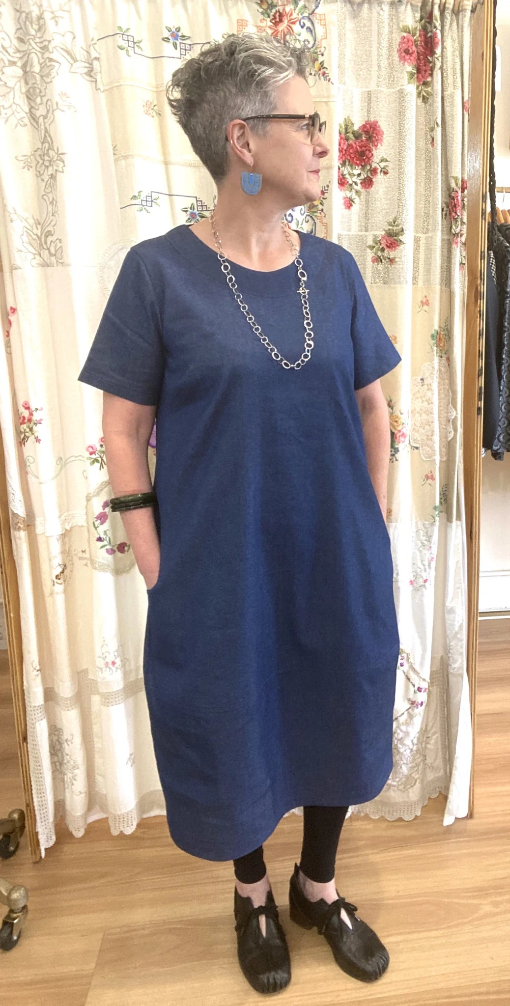 Women's Handmade Lantern Dress - Amethyst Linen blend **ON SALE**