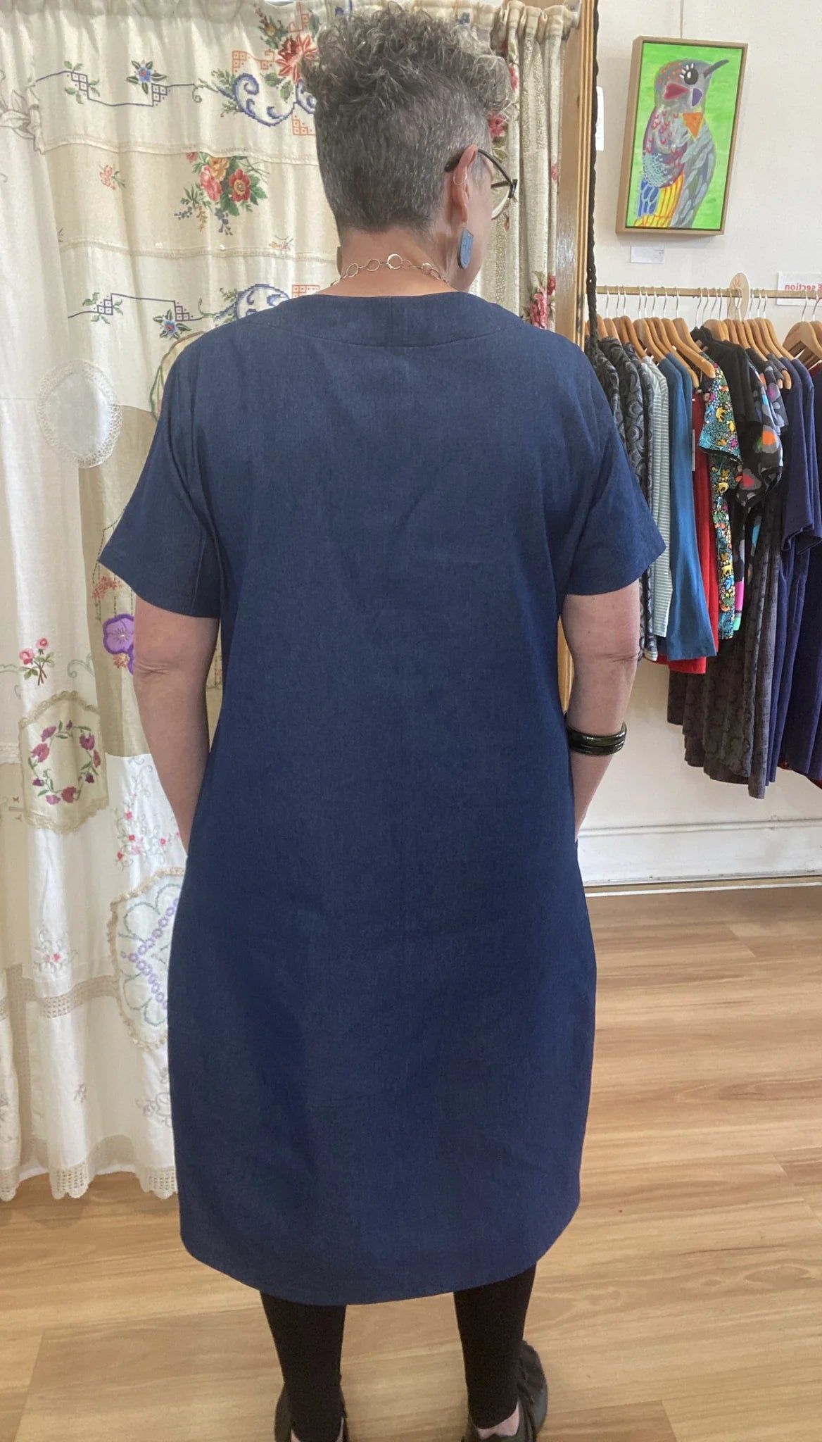 Women's Handmade Lantern Dress - Amethyst Linen blend **ON SALE**