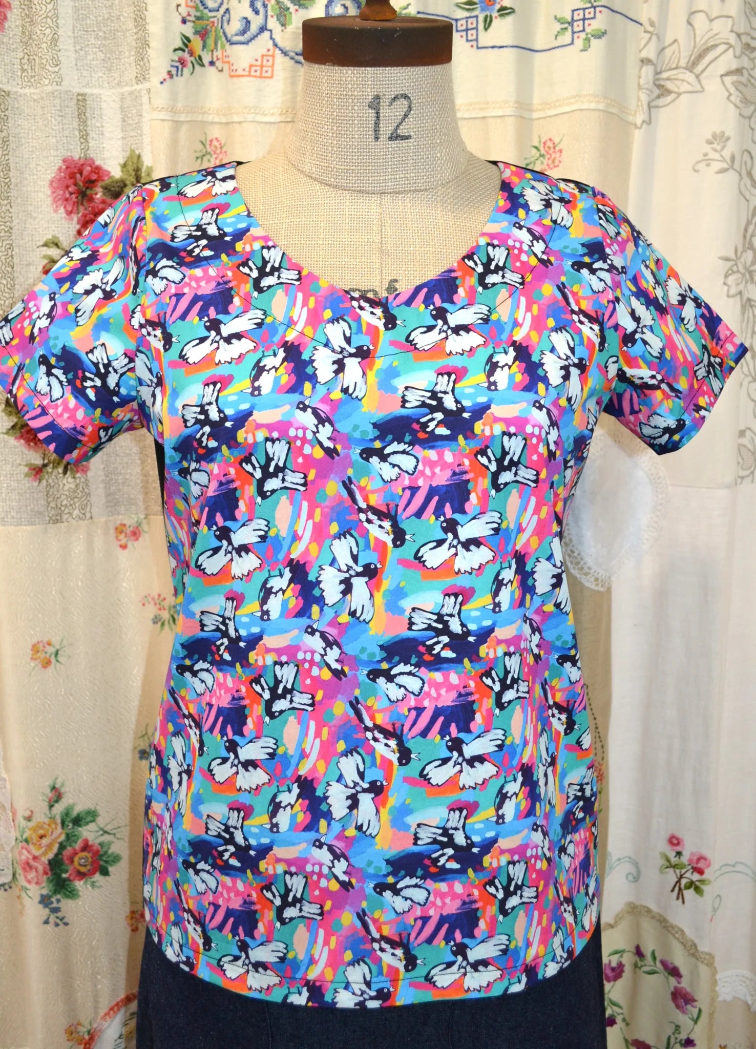 Women's Handmade V Top - Magpies **ON SALE**