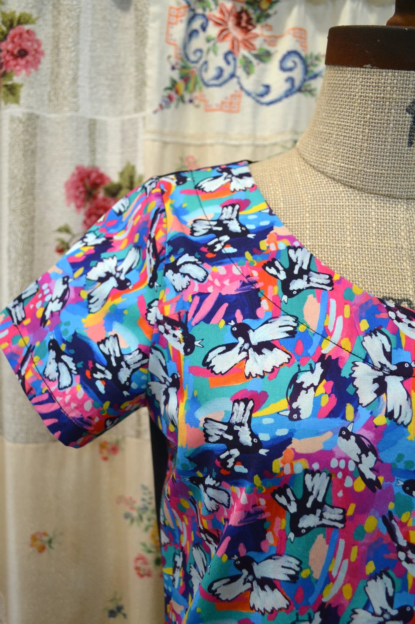 Women's Handmade V Top - Magpies **ON SALE**