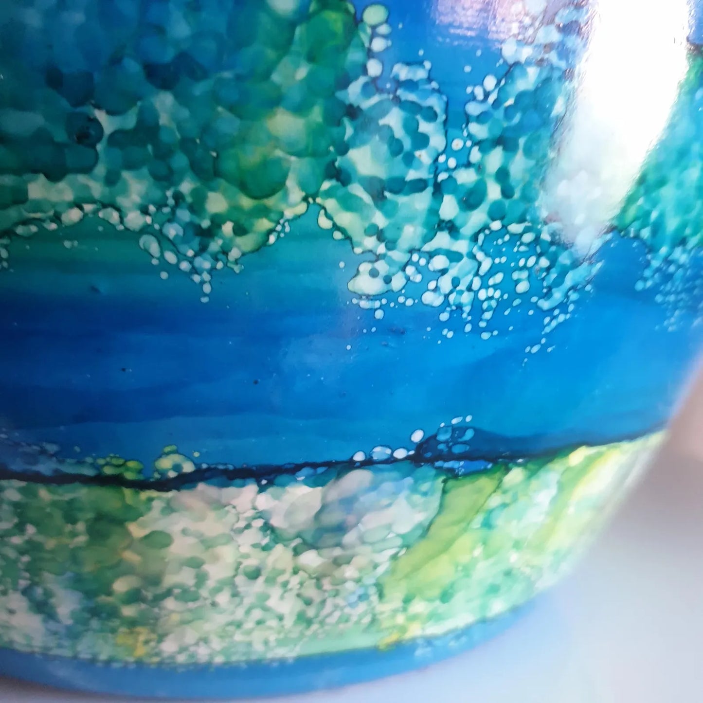 Alcohol Ink Extra Large Planter Pot - Mangrove