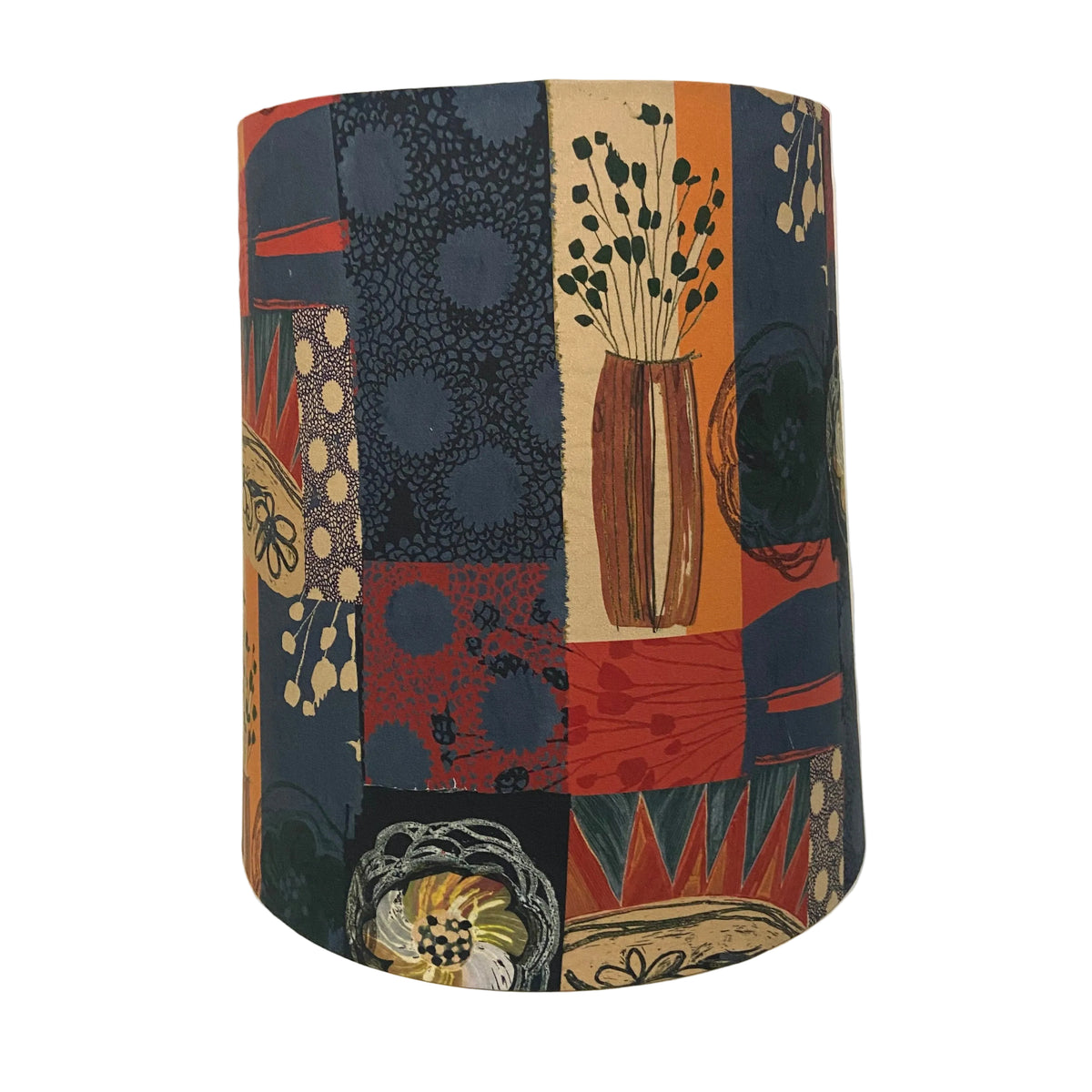 MCM Sculptural Ceramic Table Lamp with Modern Patch Shade