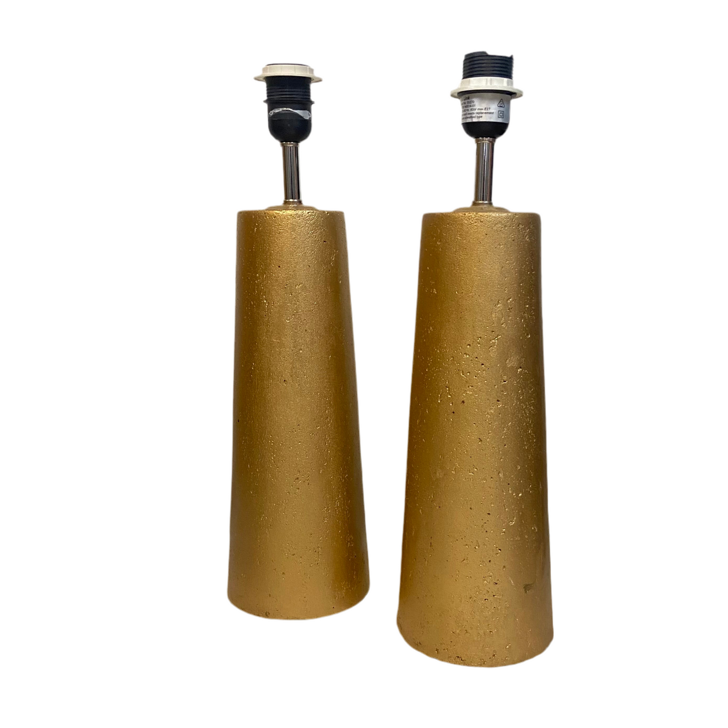 Gold Concrete Pillar Table Lamp with Vintage Lacework Shade (pair available)