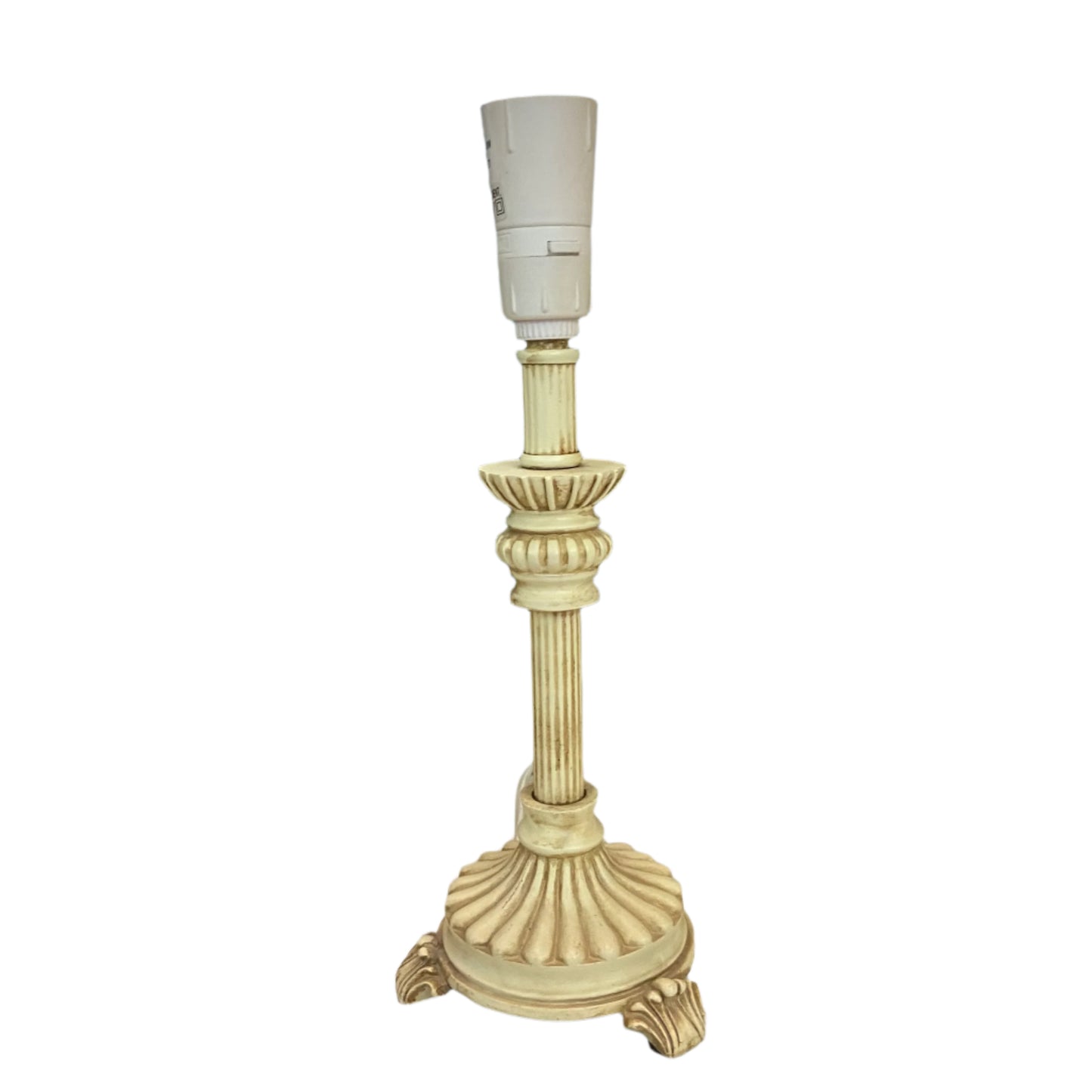 Cream Candlestick Table Lamp with Jungle Palms Shade