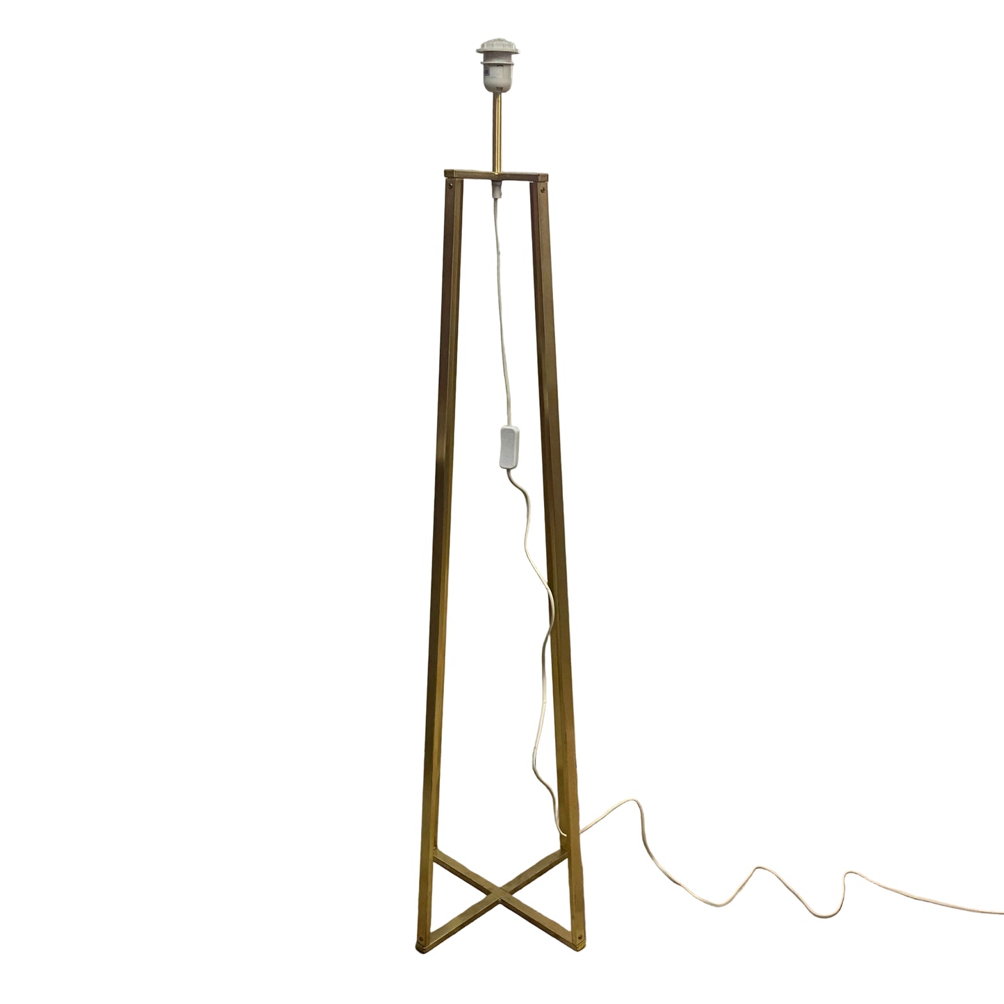 Brass Standard Floor Lamp with Sage Floral Velvet