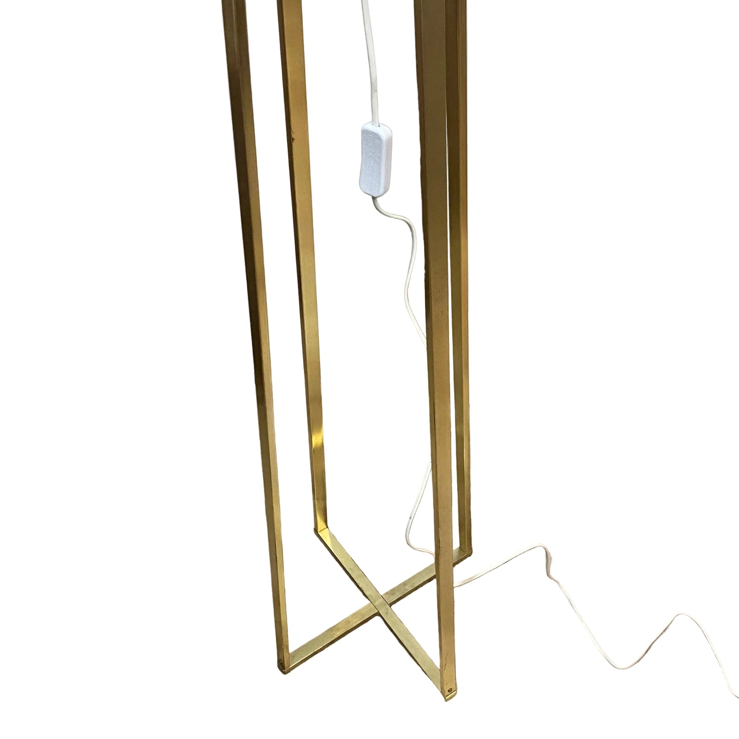 Brass Standard Floor Lamp with Sage Floral Velvet