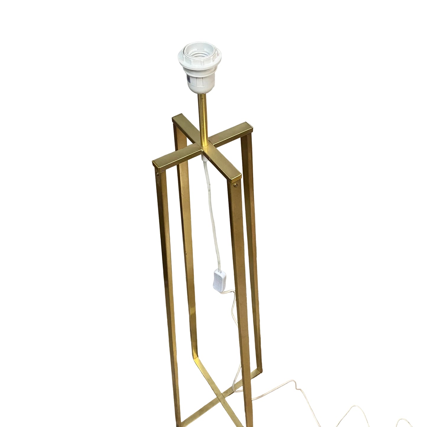 Brass Standard Floor Lamp with Sage Floral Velvet