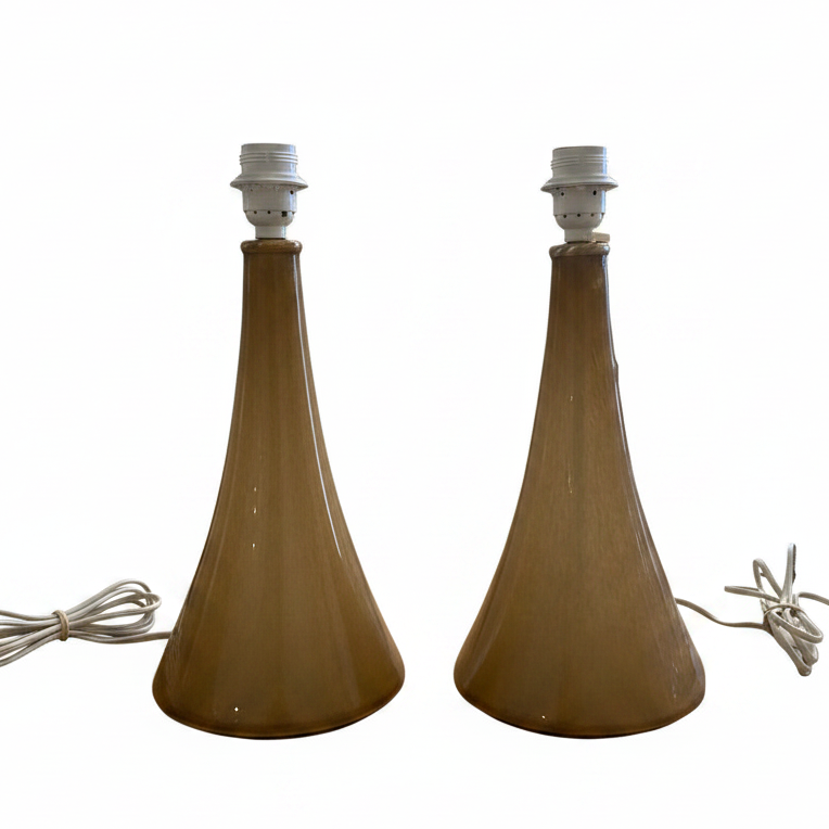 Taupe Glass Table Lamp with Water Lily Pads Shade (Pair Avaliable)