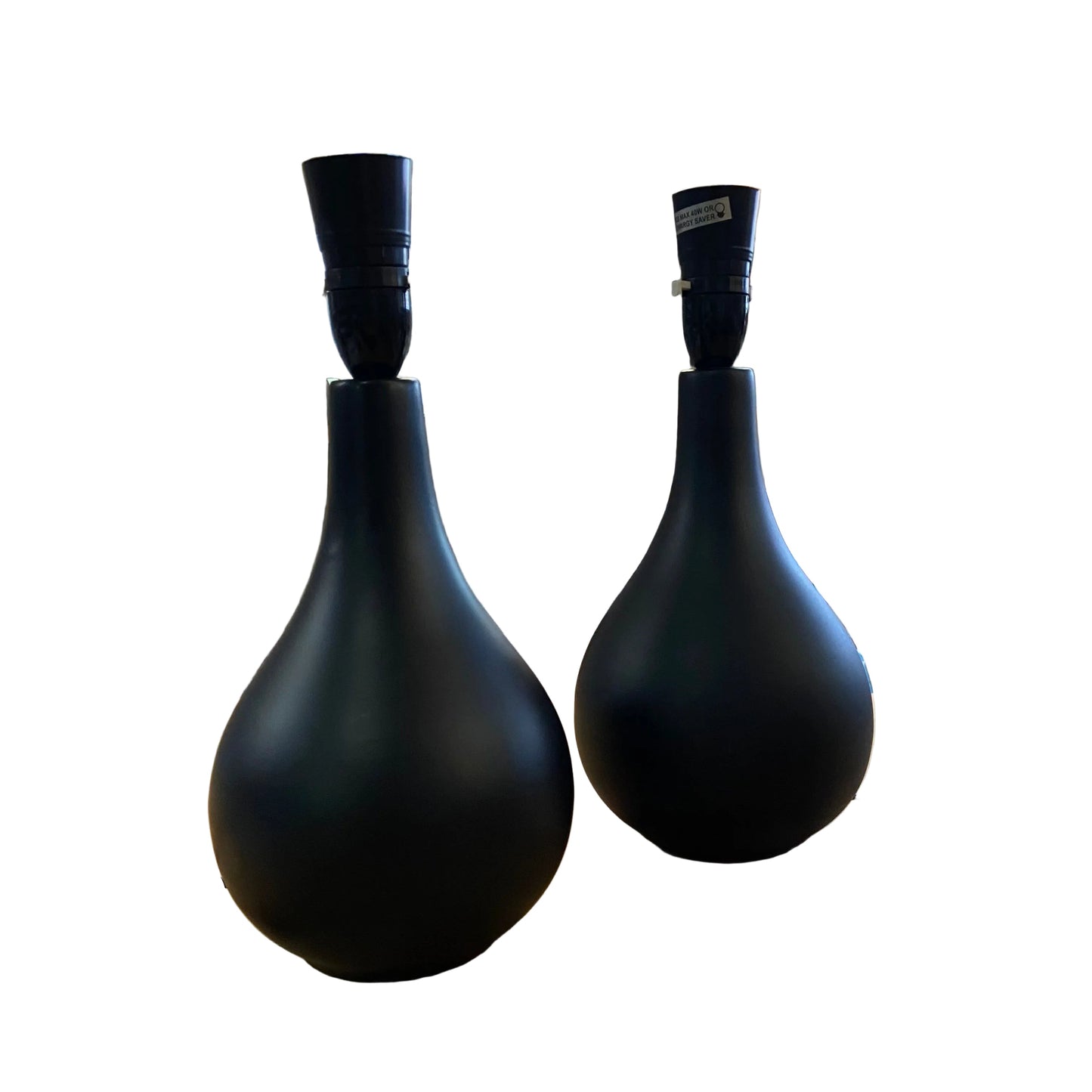 Black Ceramic Raindrop Table Lamp with Jungle Palms Shade (pair available)