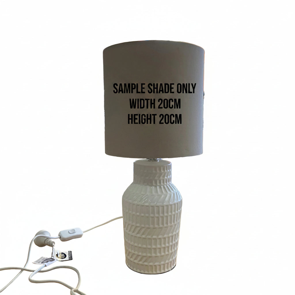 Lamp base only - White Ceramic Hatched Shaped Ridged Table Lamp