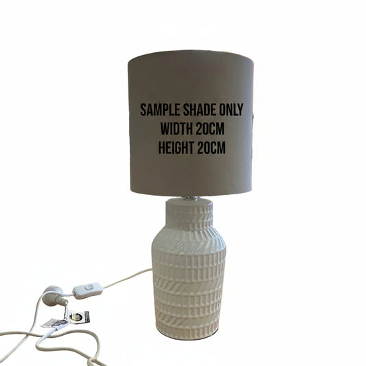 Lamp base only - White Ceramic Hatched Shaped Ridged Table Lamp