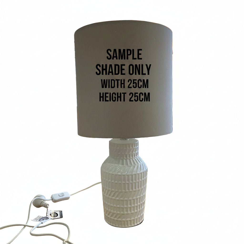 Lamp base only - White Ceramic Hatched Shaped Ridged Table Lamp