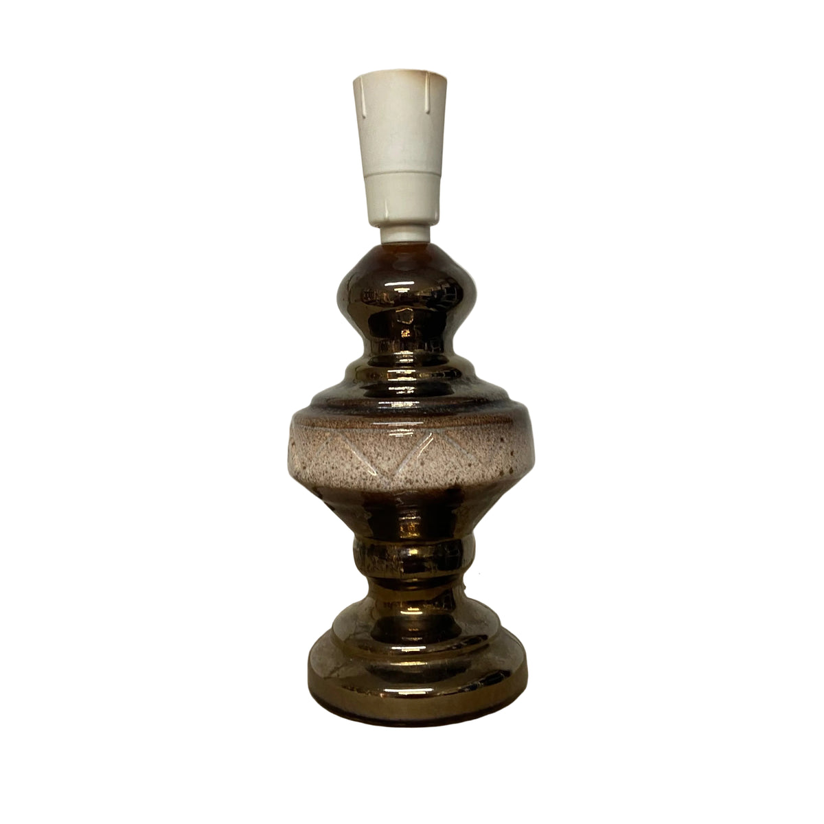 MCM Copper & Cream Ceramic Table Lamp with Biscuit Floral Shade
