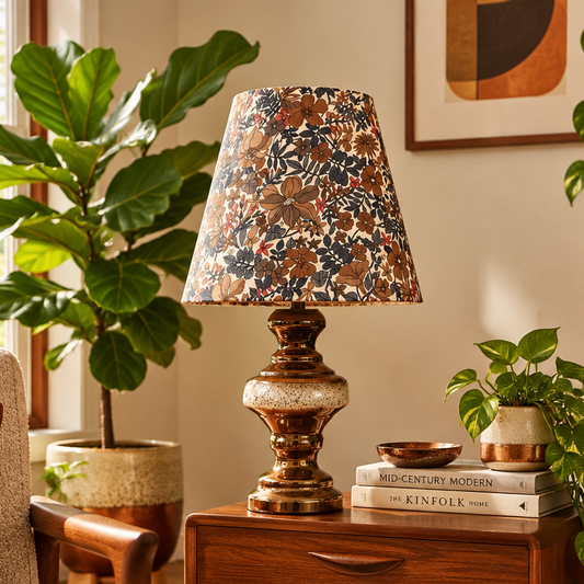 MCM Copper & Cream Ceramic Table Lamp with Liberty Floral Shade
