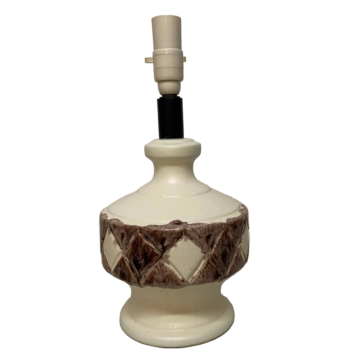 MCM Sculptural Ceramic Table Lamp with Modern Patch Shade