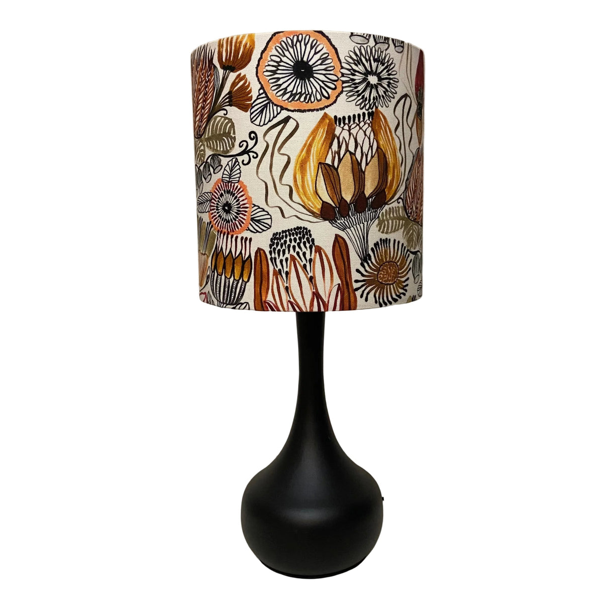 Black Raindrop Touch Lamp with Neutral Natives Shade