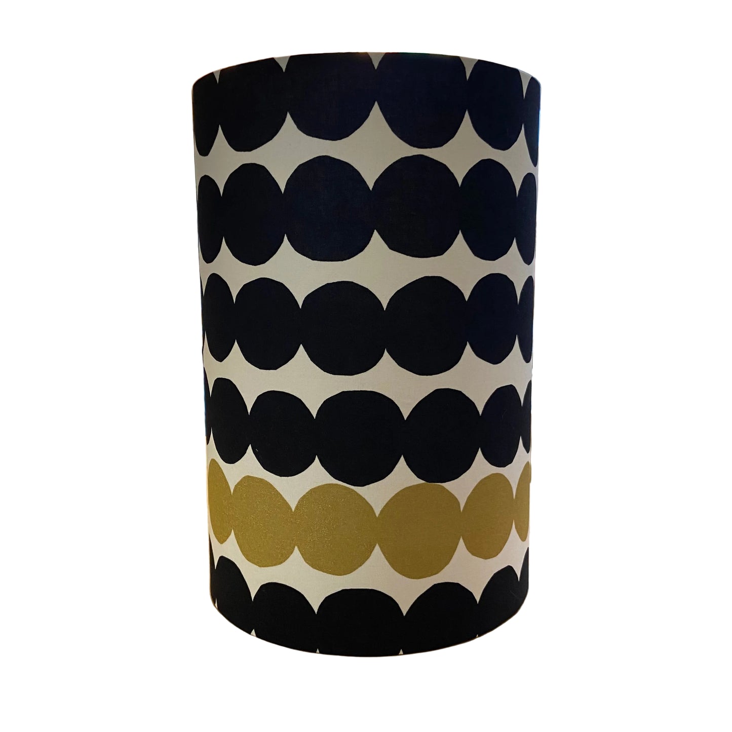 Black Ceramic Raindrop Table Lamp with Marimekko Rasymatto with Gold Shade (pair available)