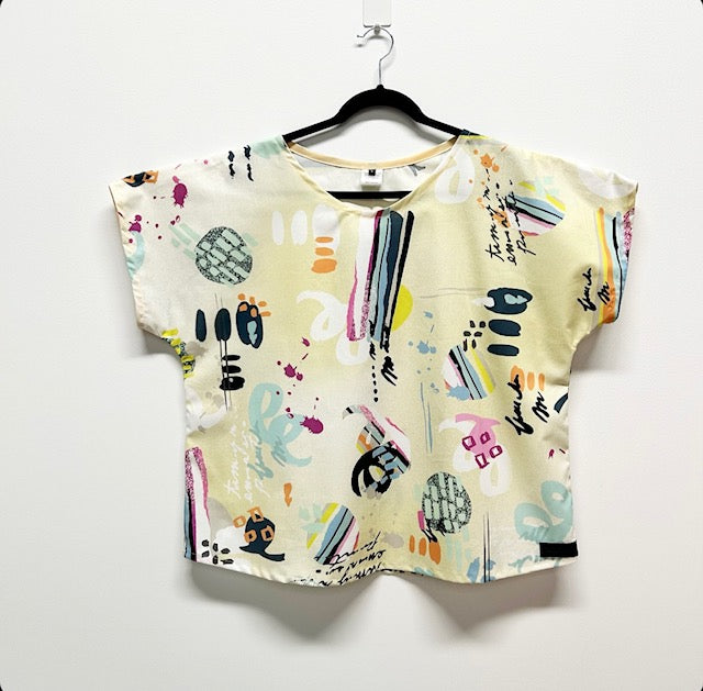 Women’s Handmade Short Sleeve Summer Top - Multi Colour / LARGE
