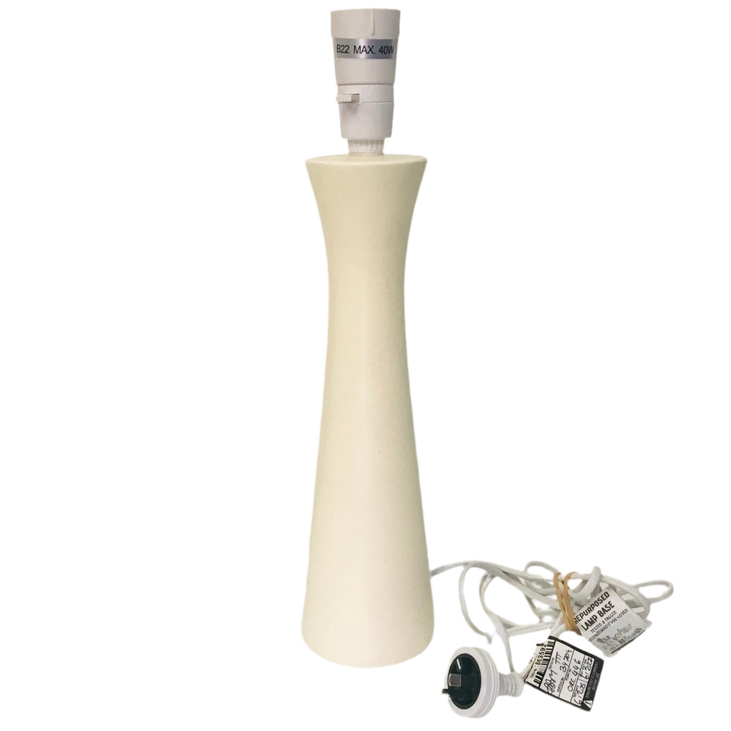 Lamp Base Only - Cream Tapered Column Table Lamp