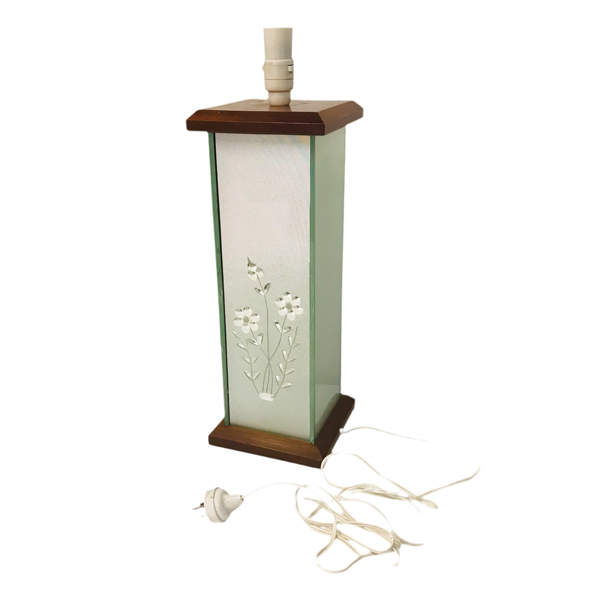 Frosted Floral Glass Oversized Table Lamp