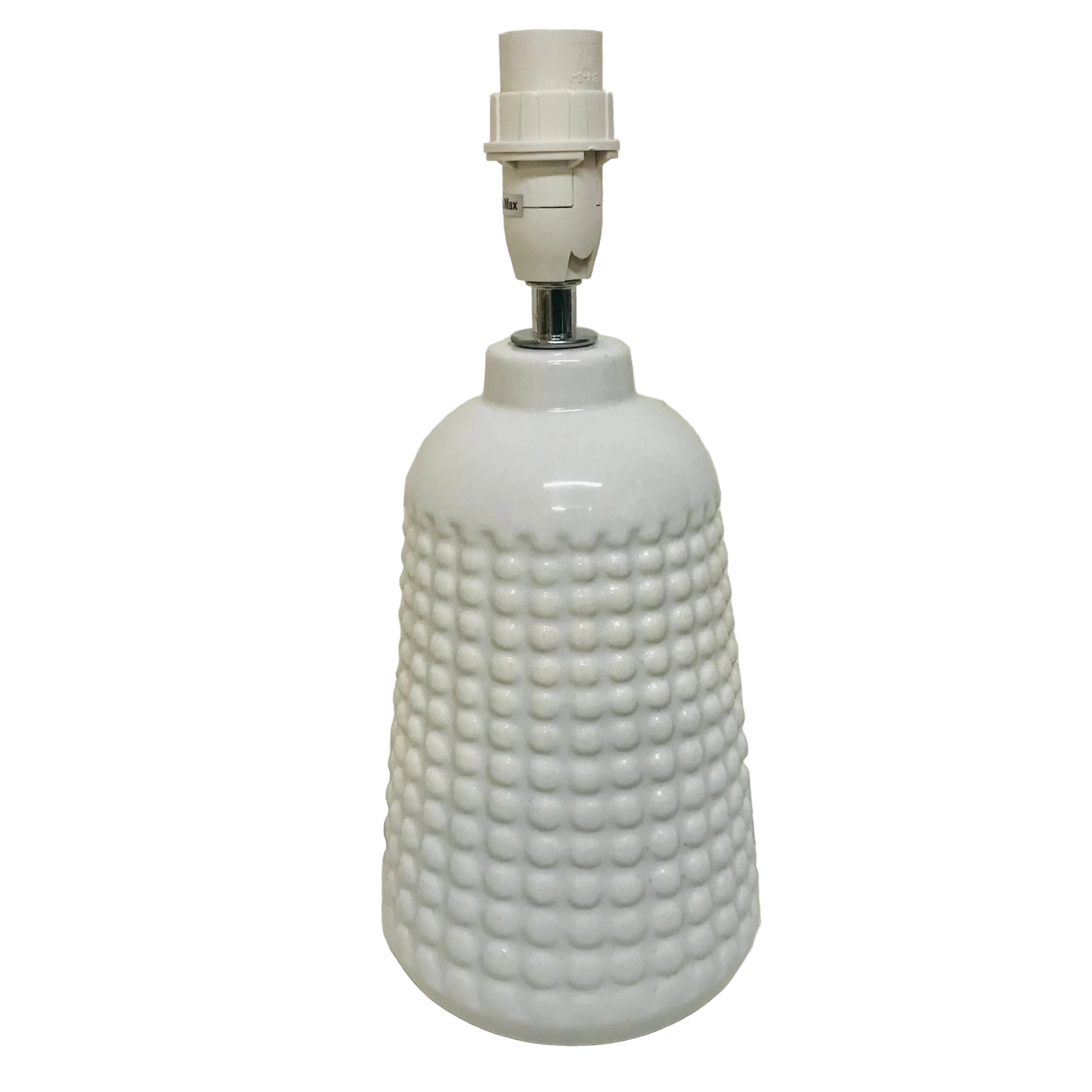 White textured ceramic lamp base on a plain background