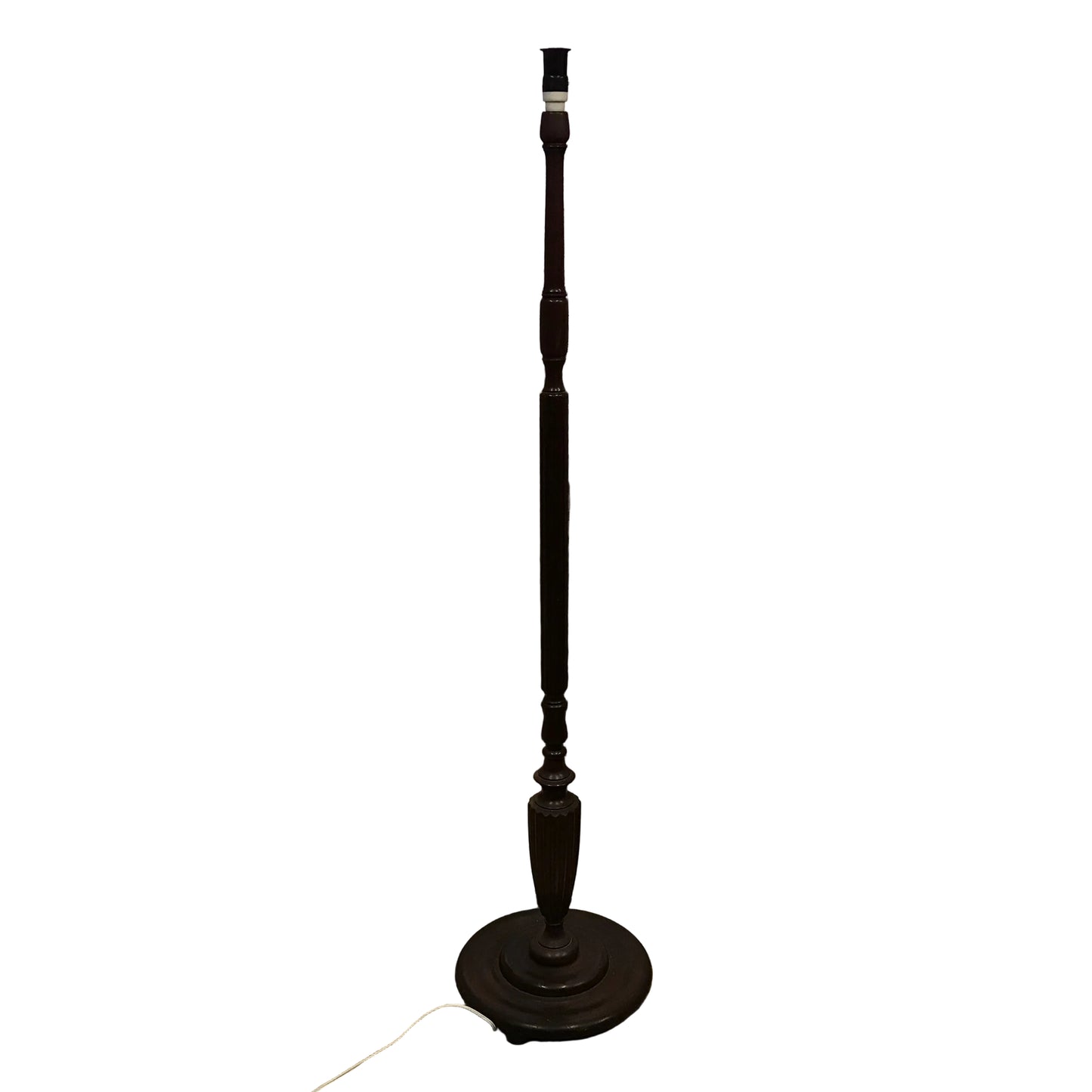 Tall dark wooden floor lamp

