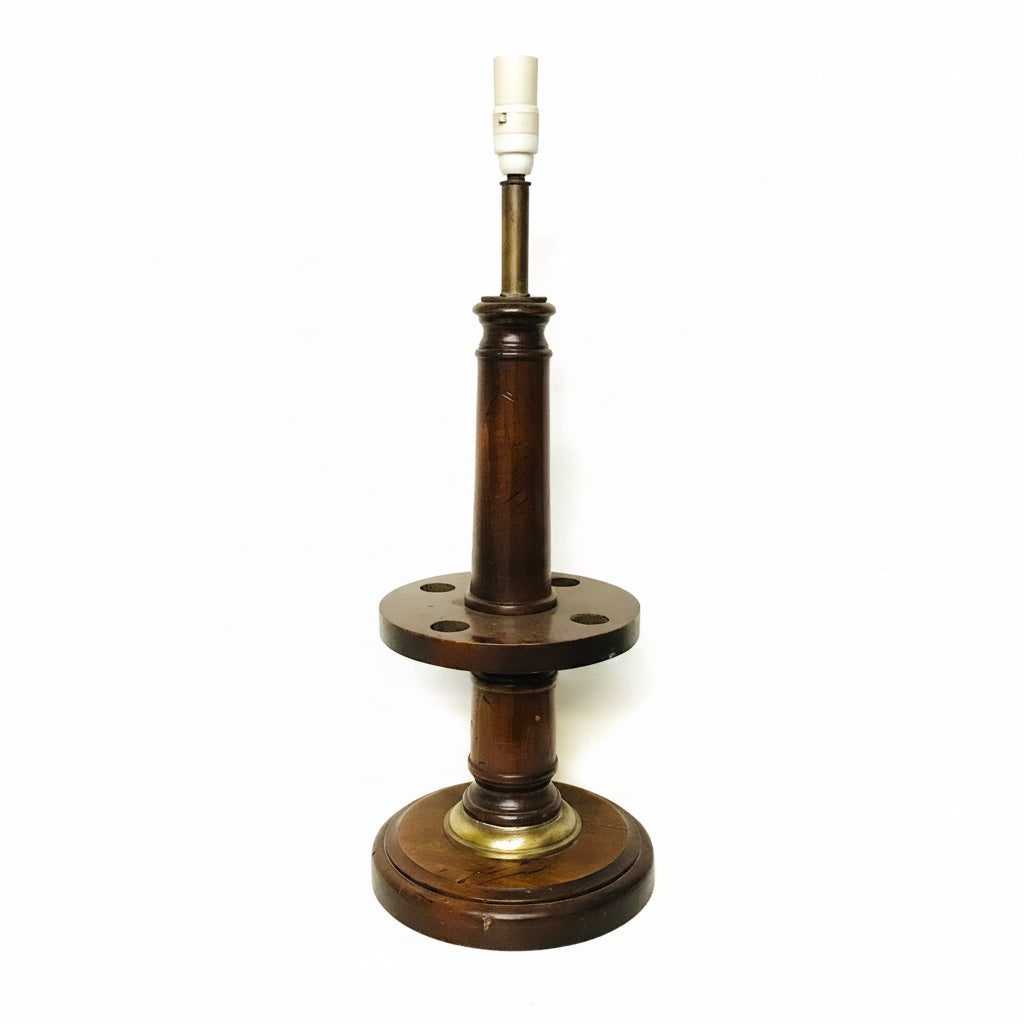 Extra Tall Vintage Pipe Holder Table Lamp with Rust Oval Shade