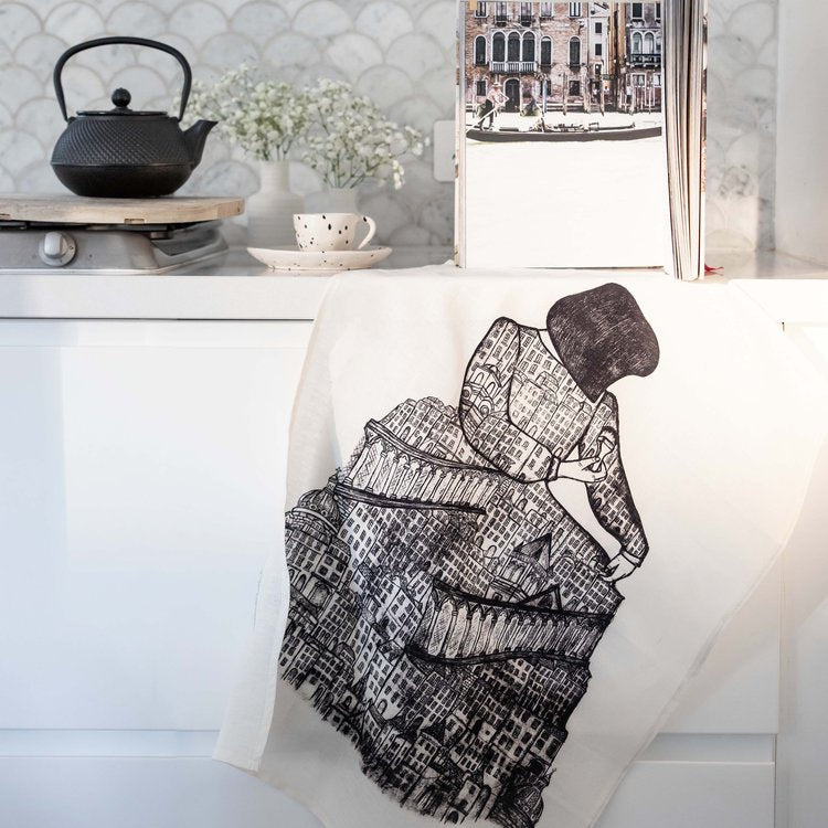 Original Art Print Linen Tea Towel