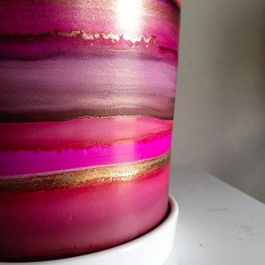 Alcohol Ink planter pot with tray - POT #1