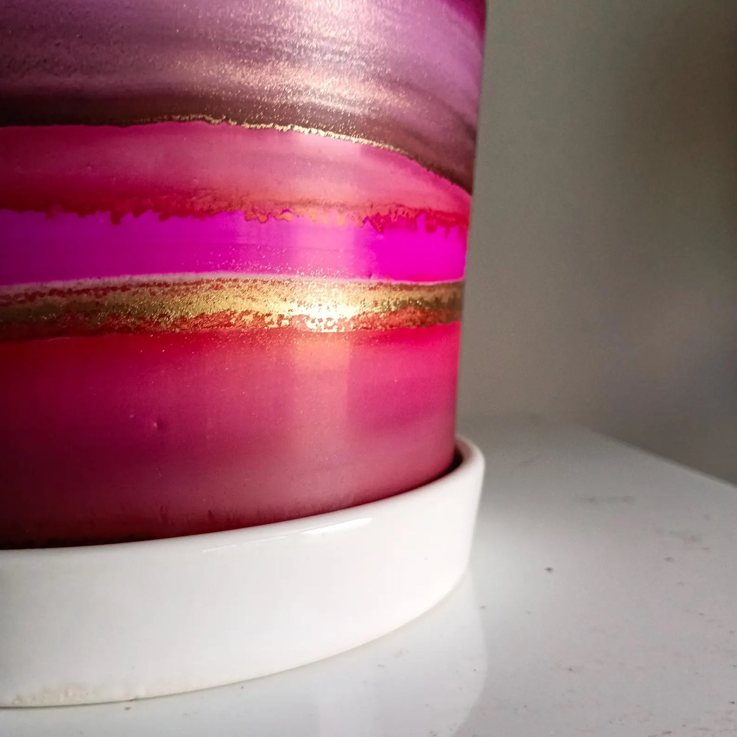 Alcohol Ink planter pot with tray - POT #1