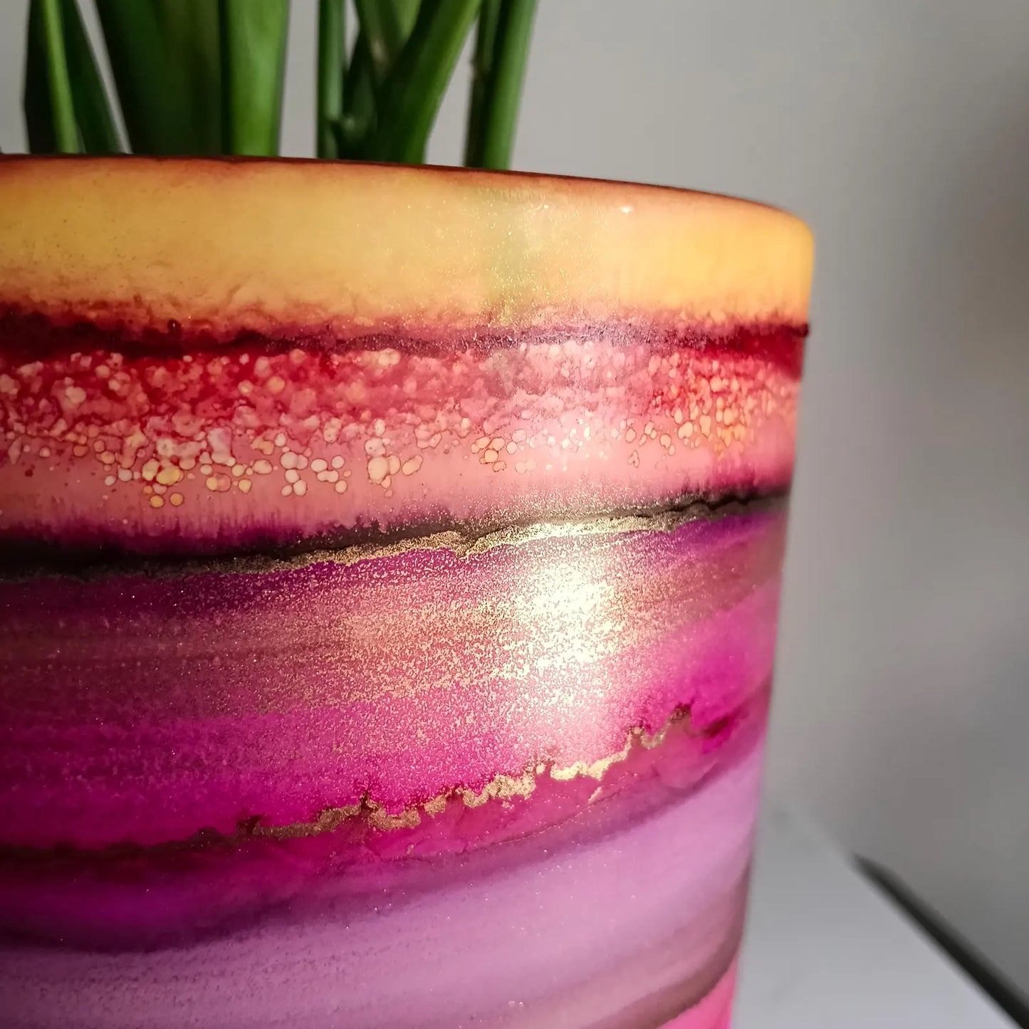 Alcohol Ink planter pot with tray - POT #1