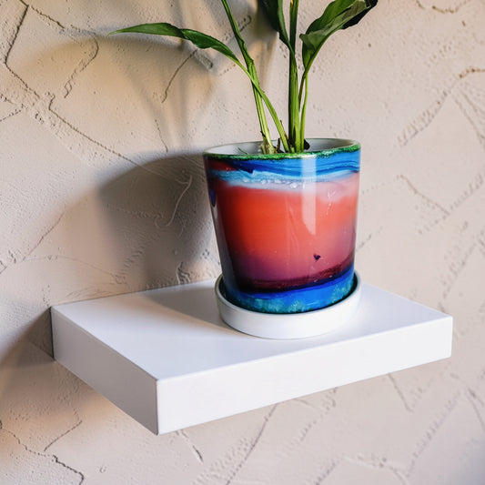 Alcohol Ink planter pot with tray - POT #34