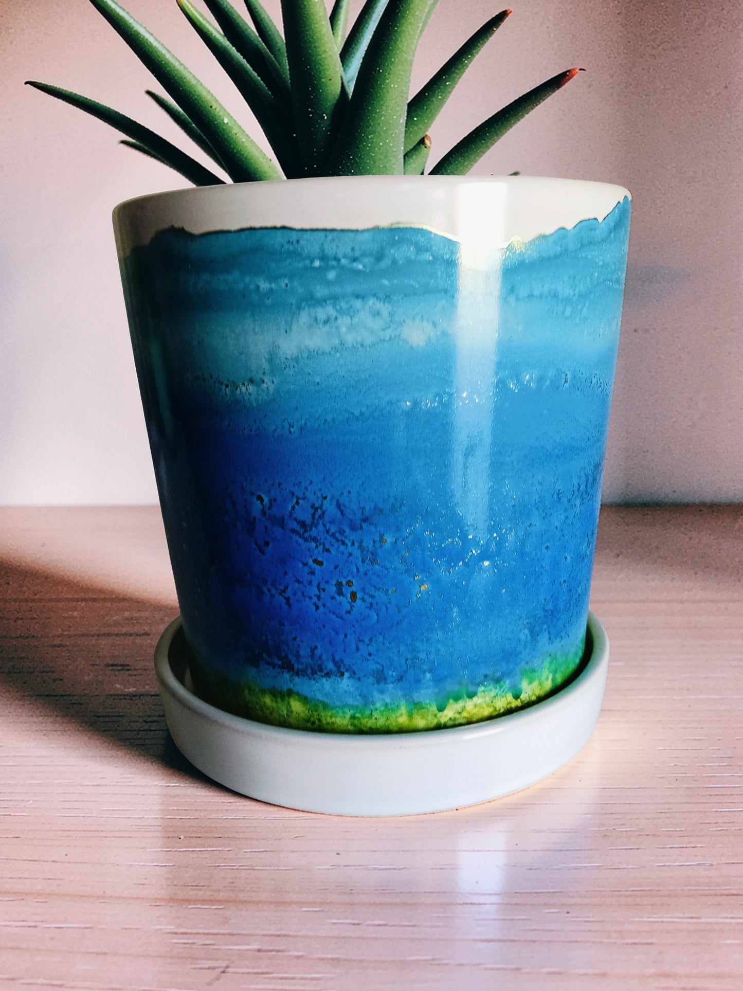 Alcohol Ink planter pot with tray - POT #35